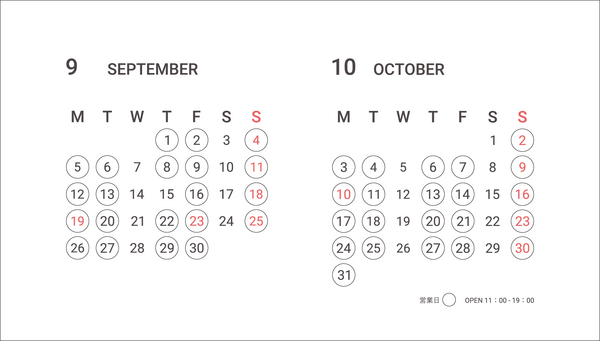 SHOWROOM | September・October Open days